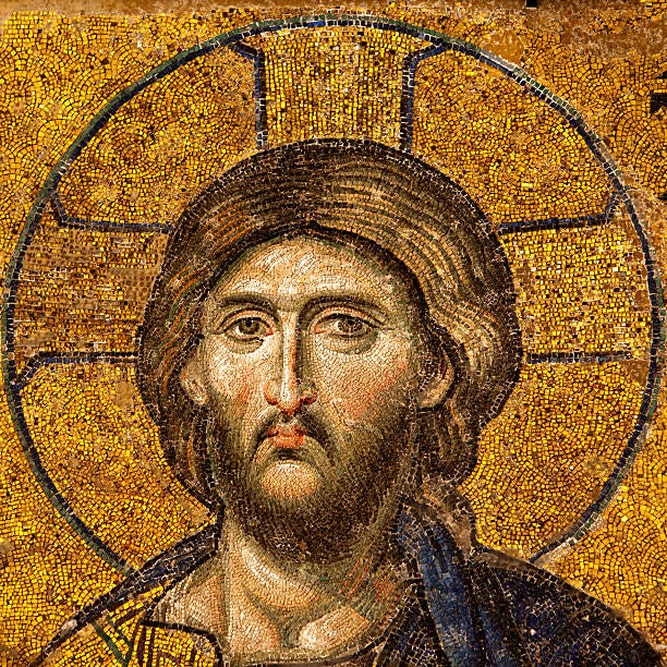 jesus christ mosaic - jesus mosaic in hagia sophia stock photos and images