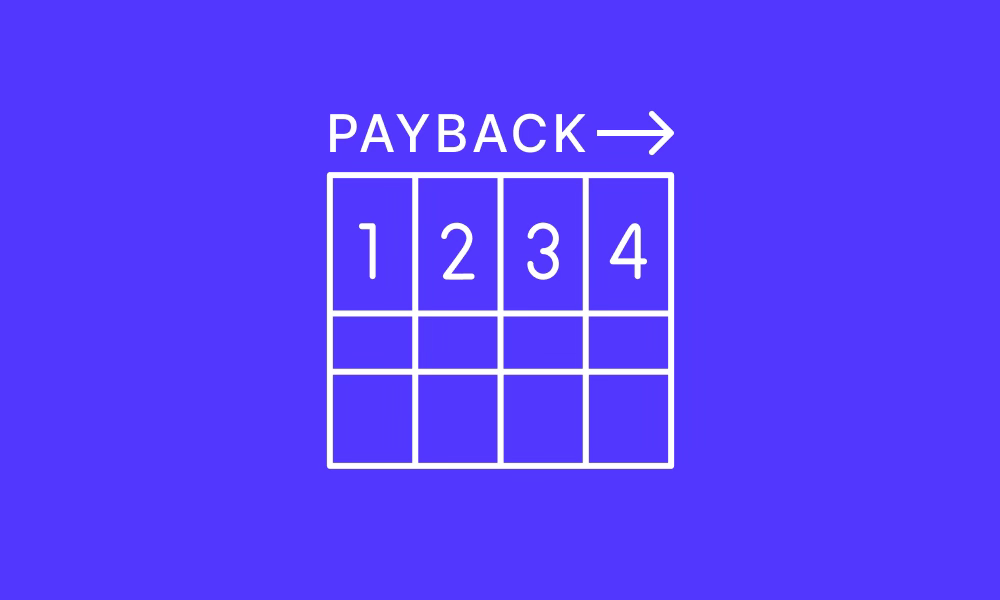 Illustration of a chart with numbers and the words, "payback"