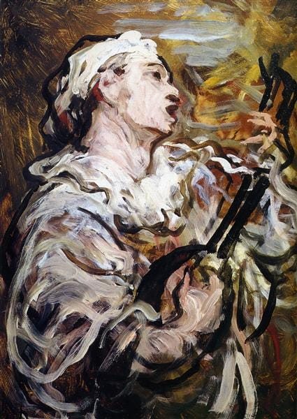 Pierrot with Guitar, 1869 - Honore Daumier