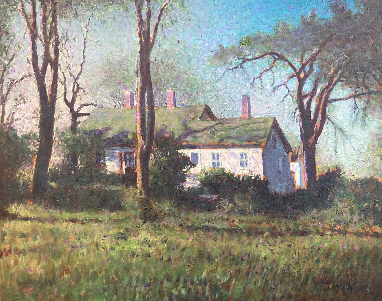 Norway, Maine Farmhouse, Early Spring, Impressionist Vivian Milner Akers :  D'Antan Art & Antiques
