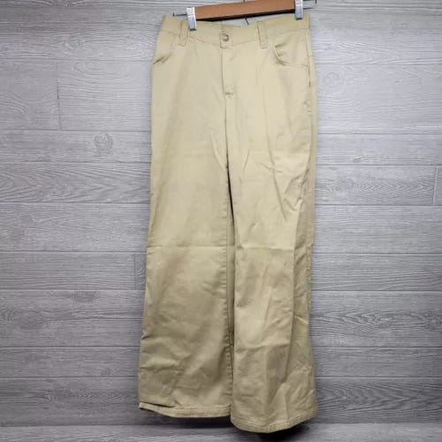 Vintage 70s Sears Jr Bazaar Khaki Flare Pants High Waisted Womens Size 26x30 - Picture 1 of 11