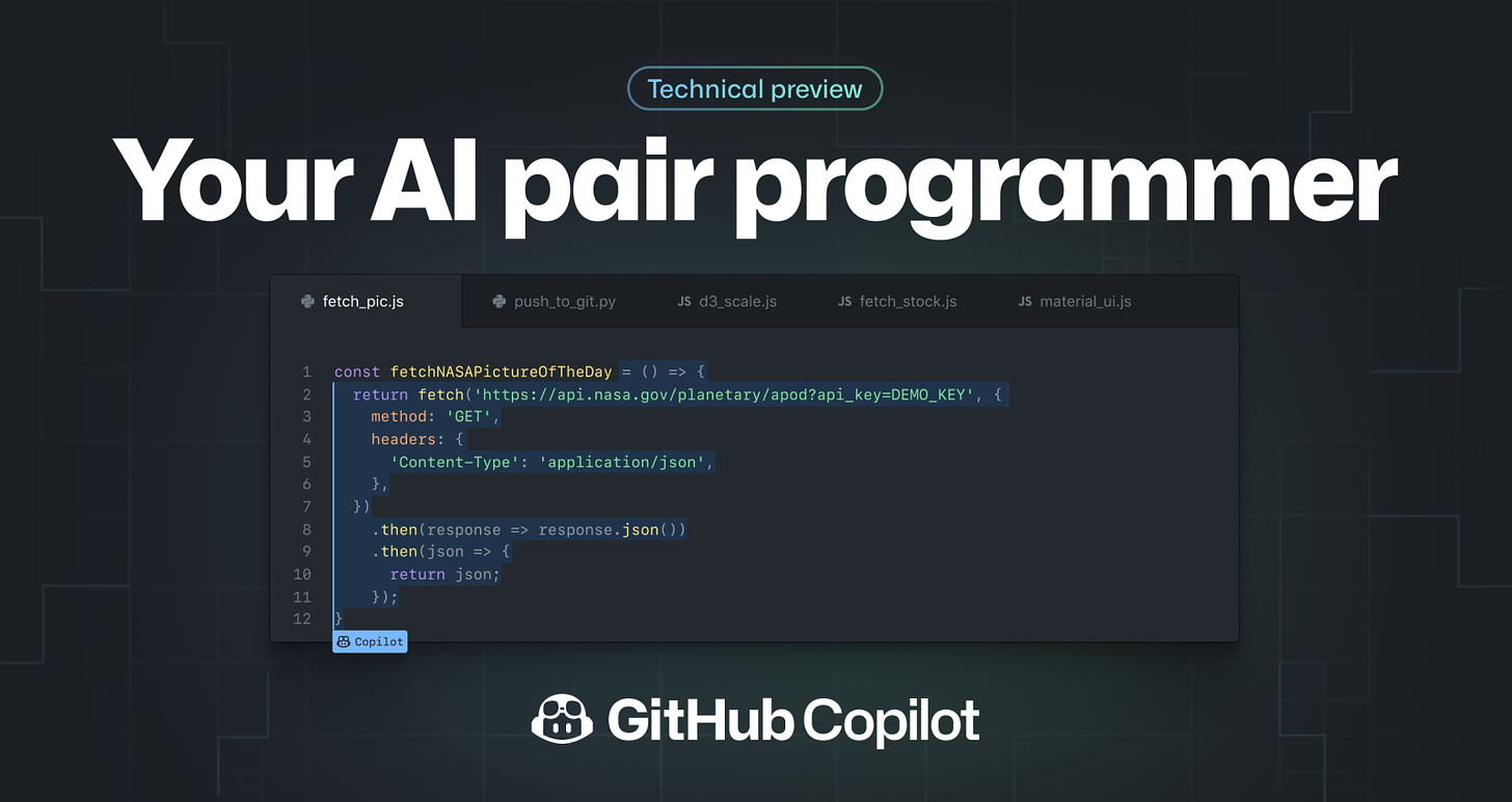 Introducing GitHub Copilot: your AI pair programmer | The GitHub Blog