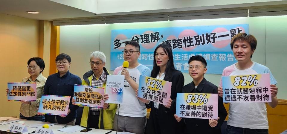 台灣同志諮詢熱線協會18日公布「台灣跨性別族群生活處境報告」。(劉品希 攝)