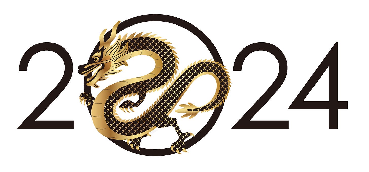 Image featuring a dragon inside the year 2024