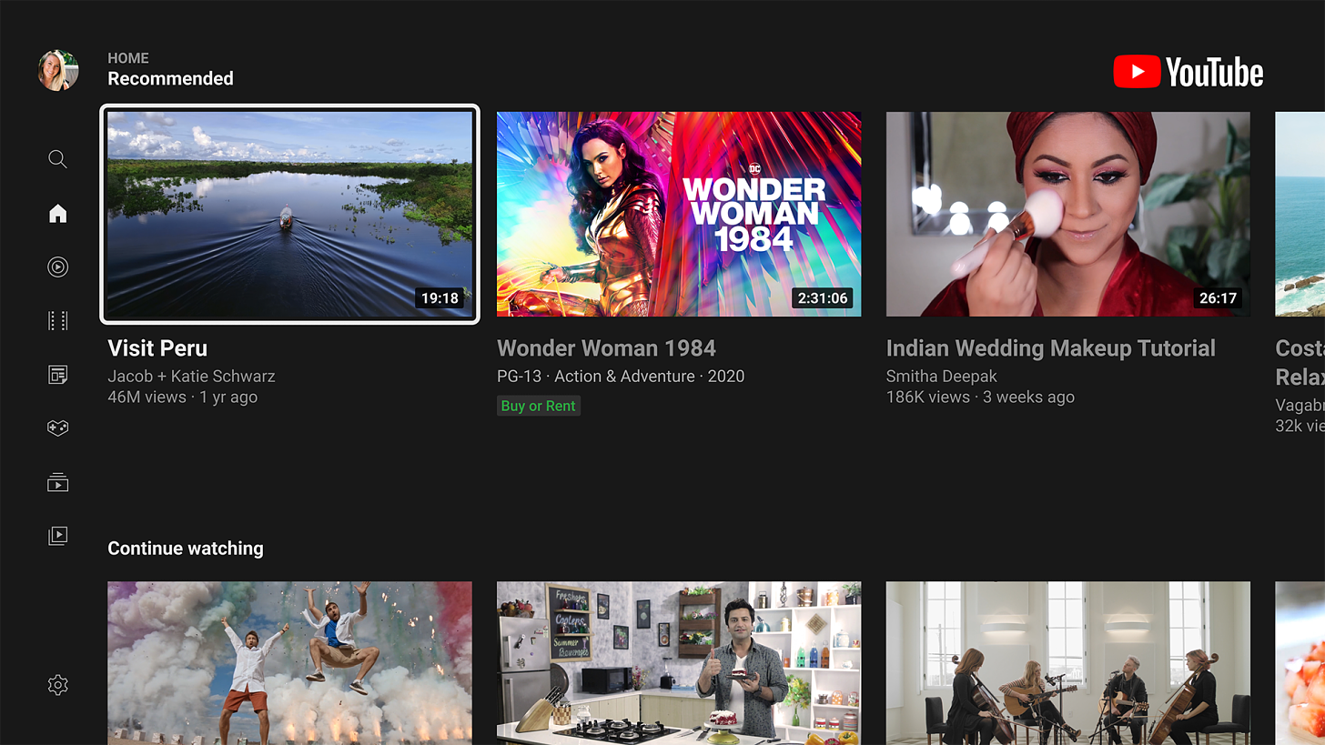 YouTube TV interface