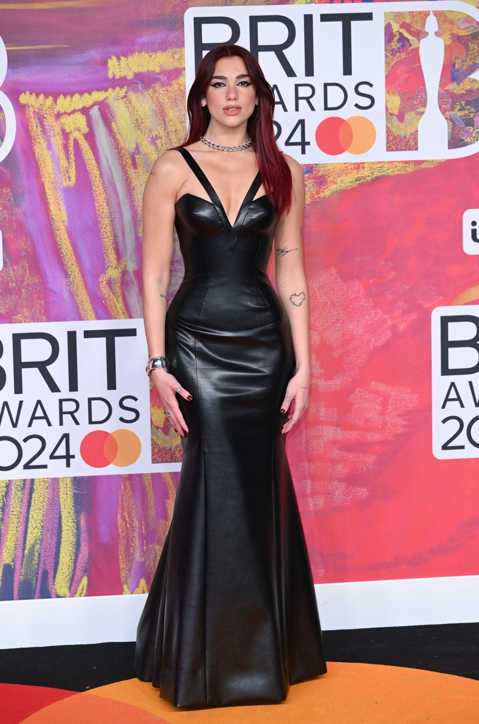 Dua Lipa Rocks the Brit Awards 2024 in Three Leather Looks