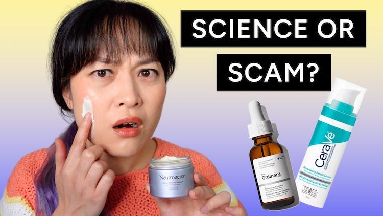 Science or scam? Michelle holds a jar of retinol, there are more retinol products from The Ordinary and Cerave.