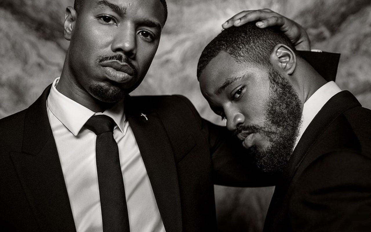 michael b jordan rubbing ryan cooglers head for black panther