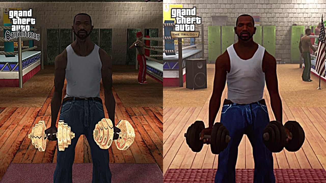 GTA San Andreas Definitive Edition - Gym Workout Comparison