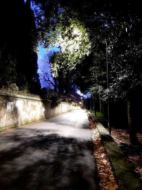 verso sera la Via Boccaccio verso Fiesole fa un effetto un po' timoroso