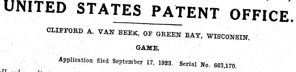 National Pastime Patent