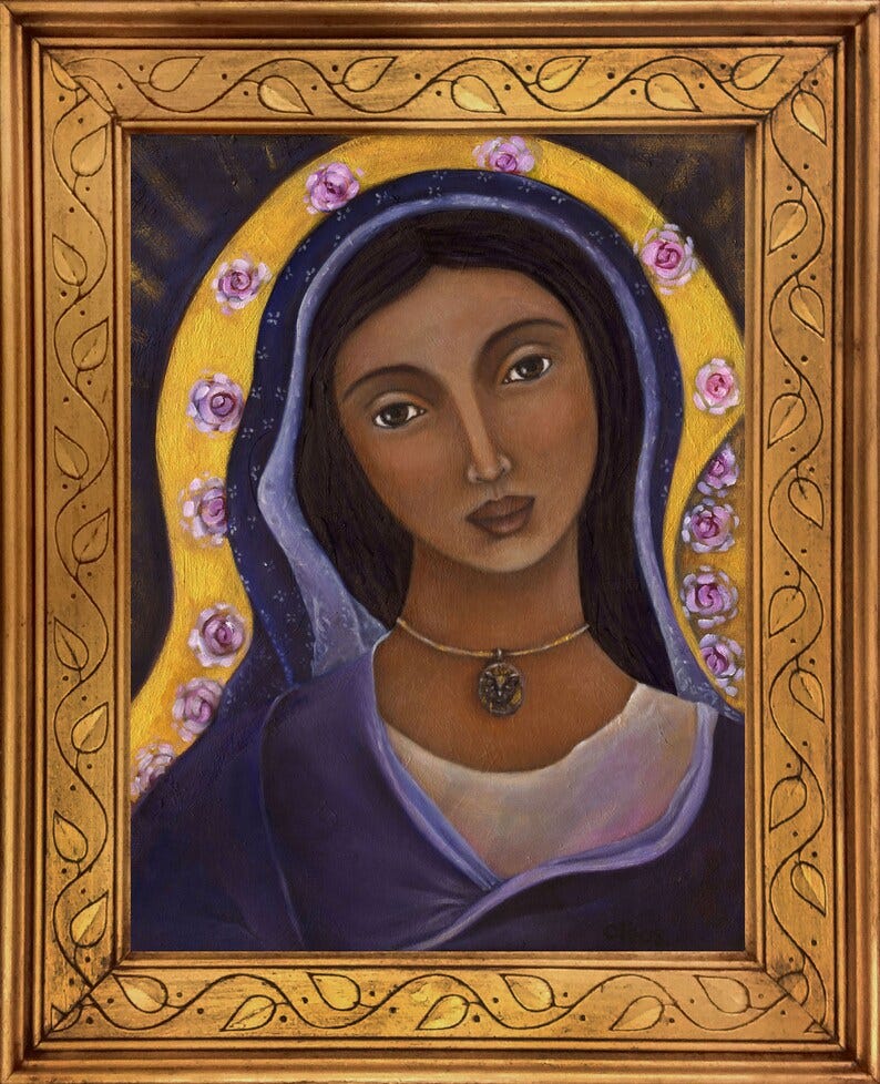 Mother Mary painting Virgin Mary Art Blessed Mother image 3