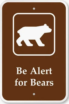 Be Alert For Bears With Graphic, Diamond Grade Reflective Sign, 80 mil Aluminum, 24"x18"