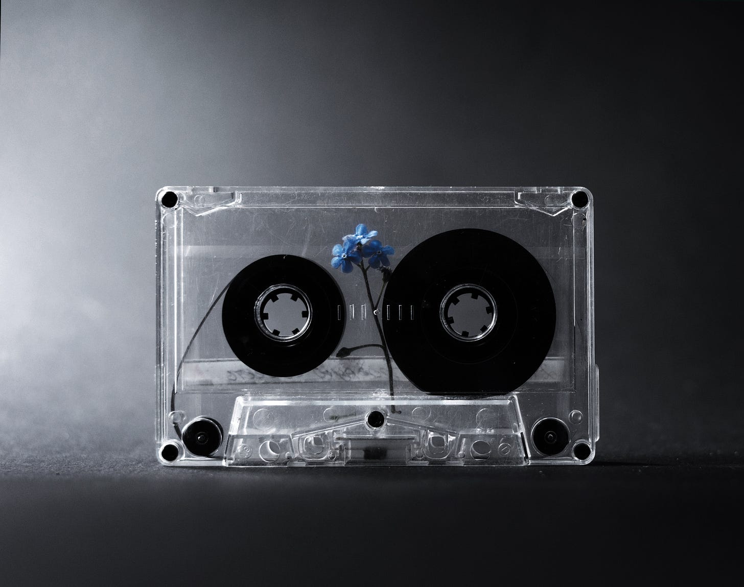 Retro cassette tape with small flower