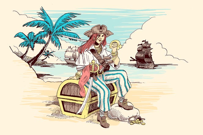 Illustration du podcast « La Reine des pirates », de Claire Richard, disponible sur Arte Radio.