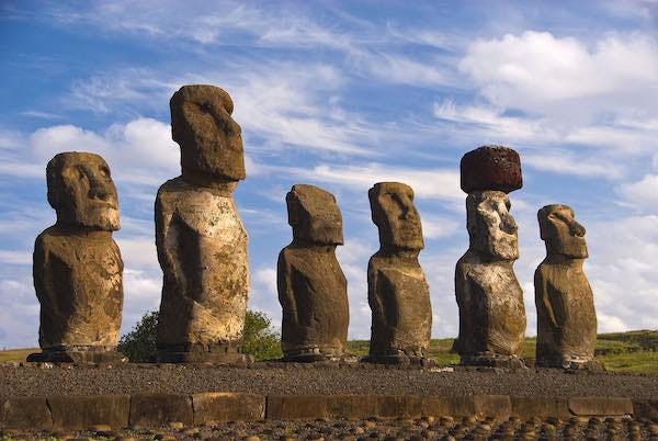 Photograph of some stone statues on Easer Island