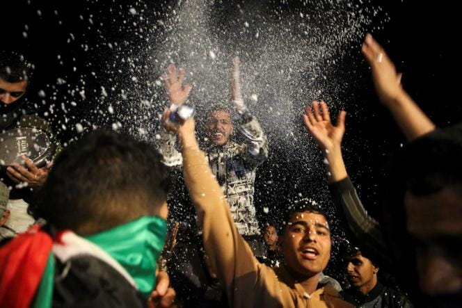 In Gaza, celebration of ceasefire announcement gives way to Israeli bombings