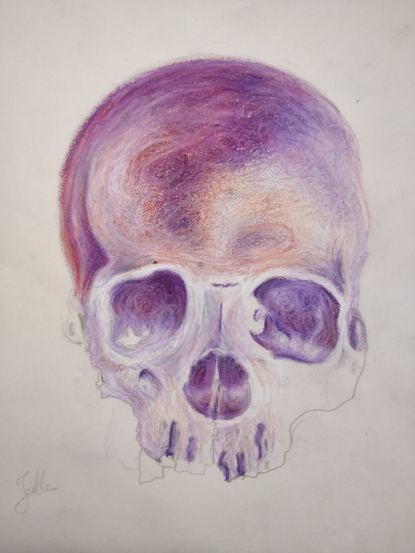 Pencil Crayon Skull Sketch