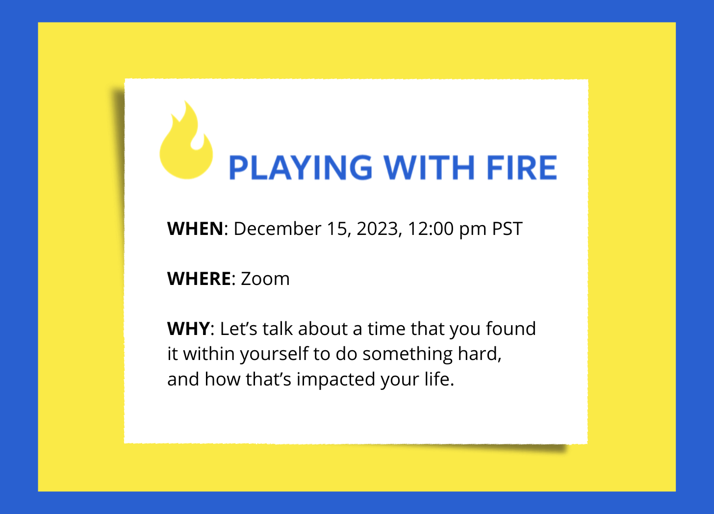  I may include your story in my book, so please make plans to join me on December 15!