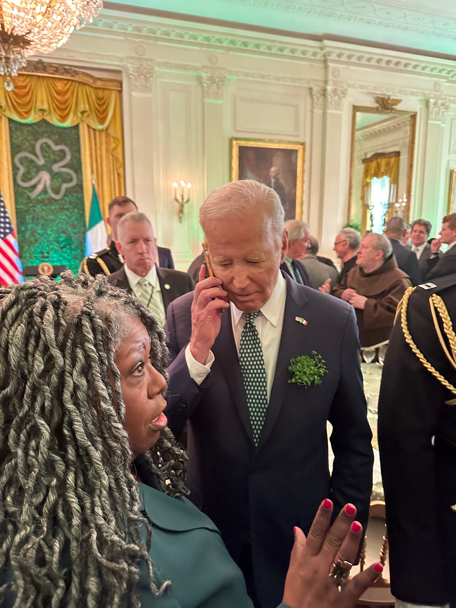 President Biden on a phone speaking with Anthea Butler's mom