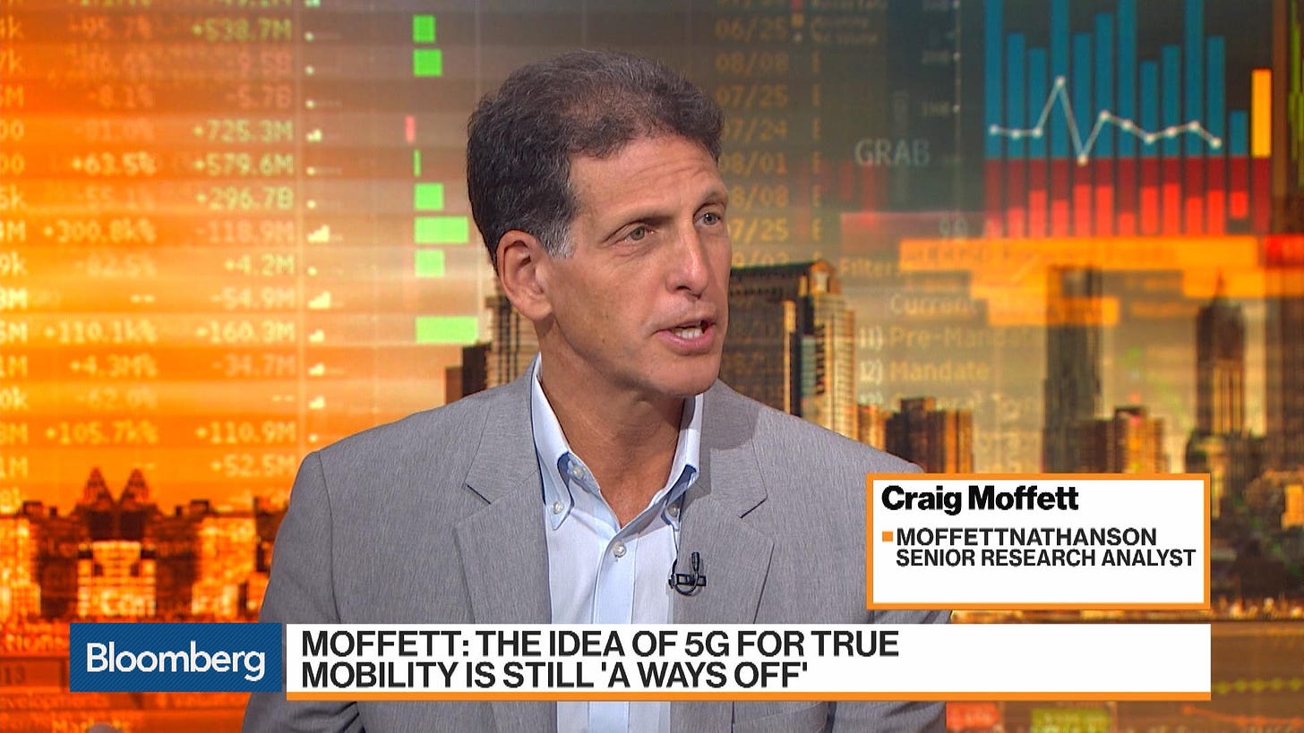 Watch 5G for True Mobility Is 'Still a Ways Off,' Analyst Moffett Says -  Bloomberg