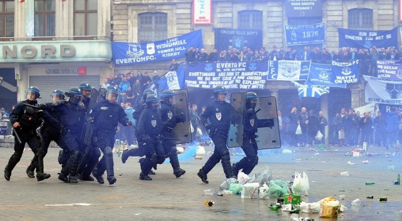 tear gas used by french riot gear police