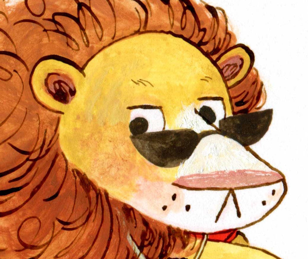 leon the lion crop of an illustration by kayla stark
