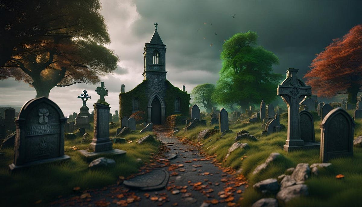 Irish graveyard, artist impression