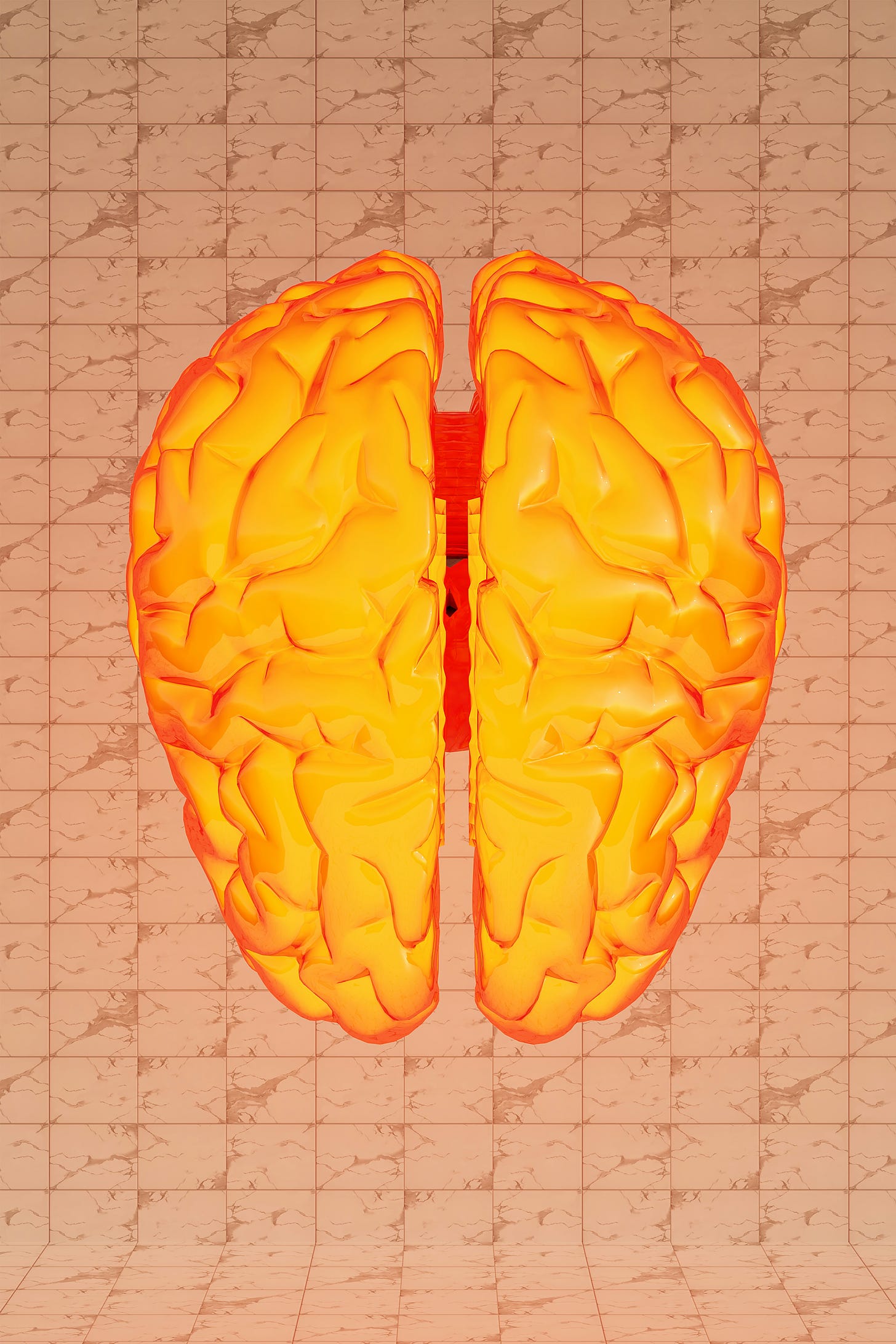 Graphic of a brain in yellow and orange 