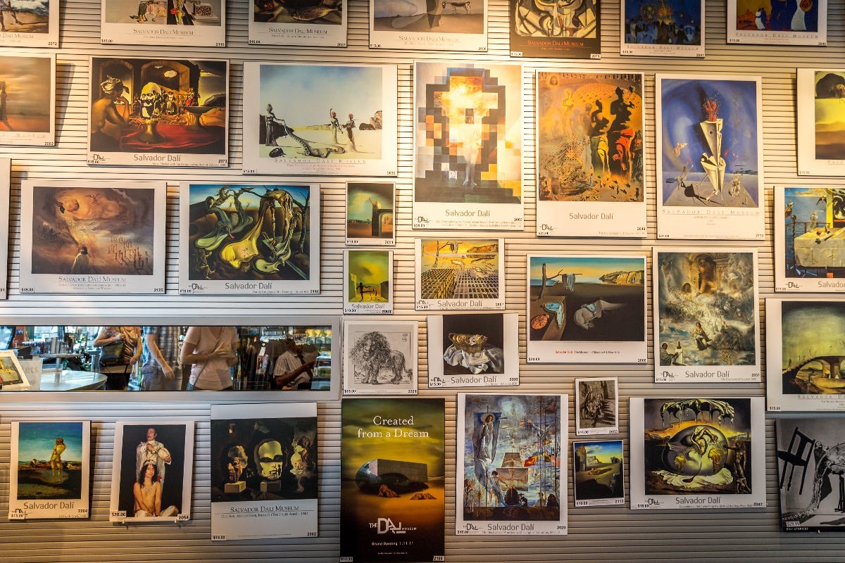 Interior of shop in Salvador Dali Museum September 02, 2014 in St. Petersburg, FL. The museum has one of the largest collection of works of Salvador Dali Interior of shop in Salvador Dali Museum September 02, 2014 in St. Petersburg, FL. The museum has one of the largest collection of works of Salvador Dali