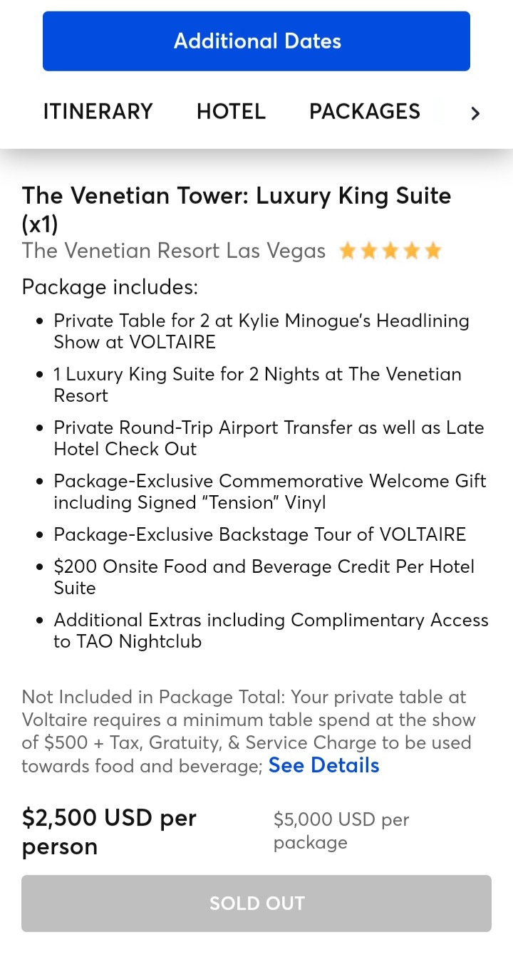 Kylie Minogue biglietti Las Vegas 