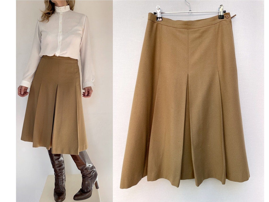 RODIER women vintage pleated wool SKIRT 1970s women formal skirt size fr 40-uk12-us6 image 1