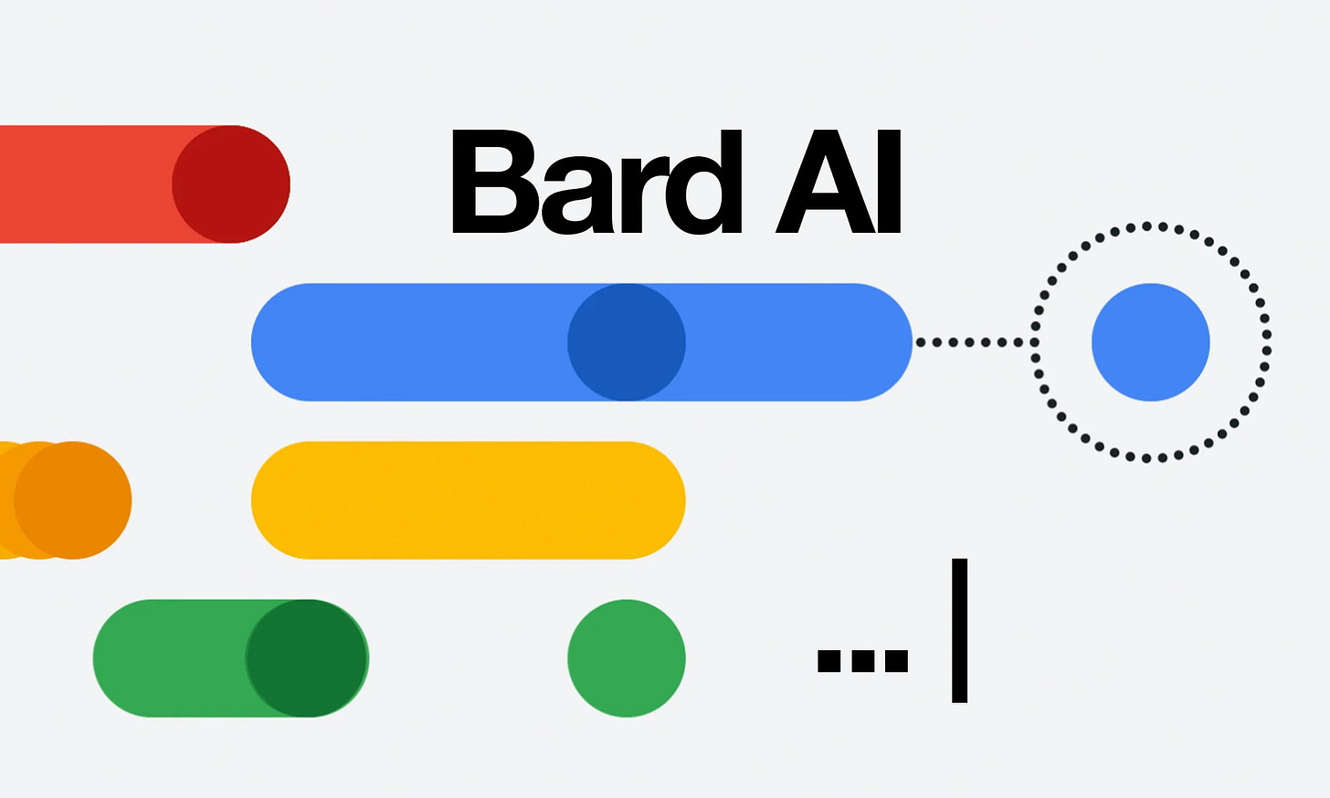 A graphic featuring the words Bard AI and some geometric shapes in Google colors like red, blue, yellow and green.