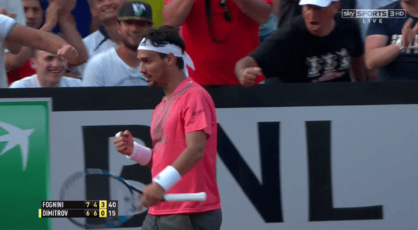 fabio fognini beats off grigor dimitrov 2015 rome masters open