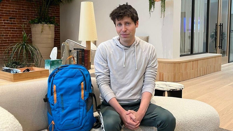 Sam Altman and his famous backpack (Image: Sama/Twitter)