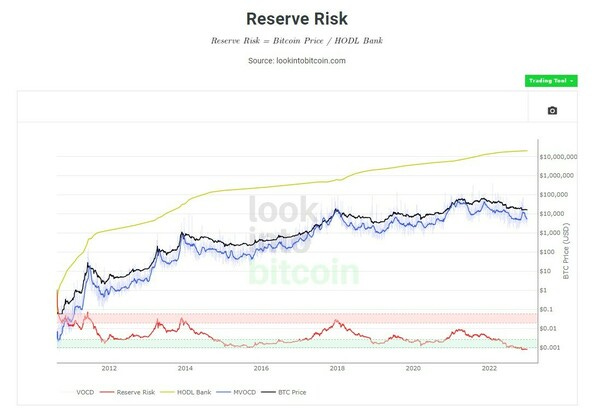 Reserve Risk (bron: lookintobitcoin.com)