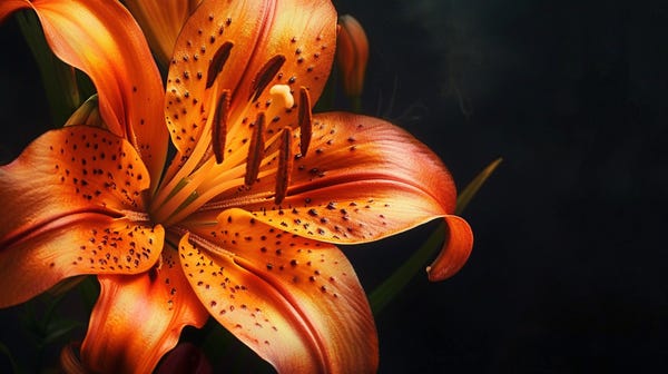 An orange lily tattoo sketch with flat empty background that can be applied on bigger body parts.