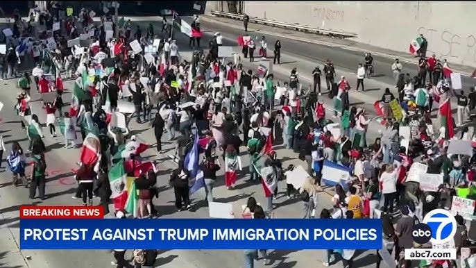 Thousands of anti-ICE protesters block freeway, streets in downtown Los  Angeles