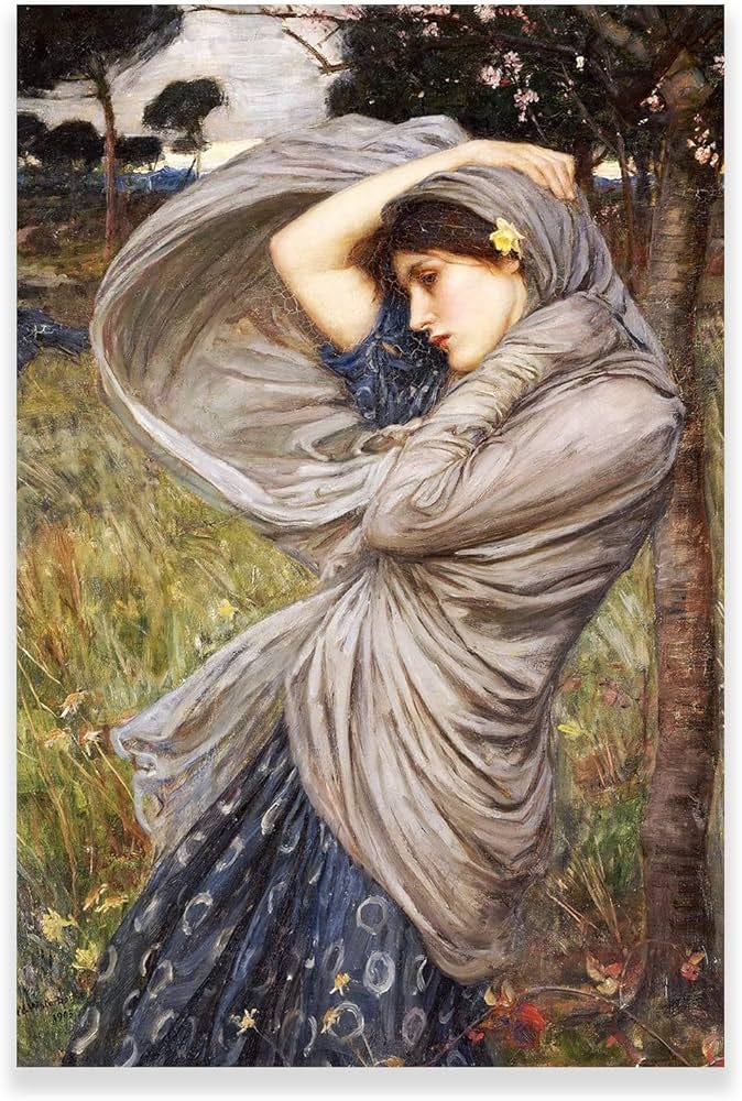 John William Waterhouse Canvas Wall Art,Boreas 1903 Canvas Art Print,Famous  Oil Painting Reproductions for Living Room Bedroom Office Unframed(Boreas  ...