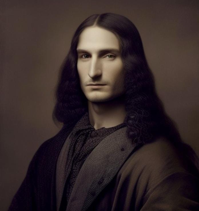 r/midjourney - Mona Lisa as a man, really didn't expect it to nail the smile