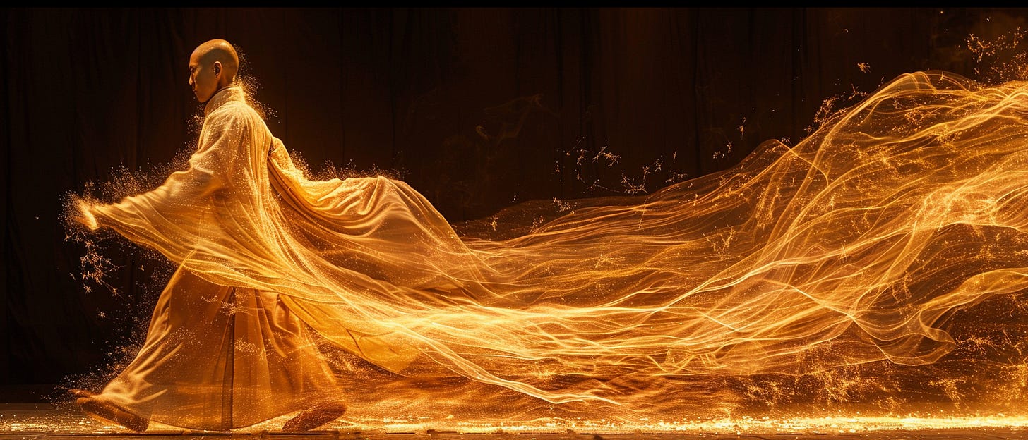 Shaolin monk in movement