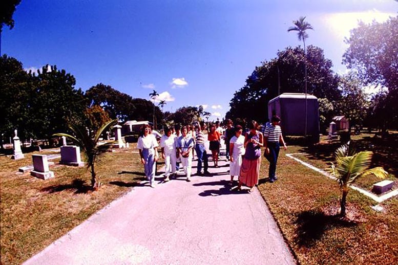  Figure 2: Tour of cemetery conducted by Dr. Paul George in 1988