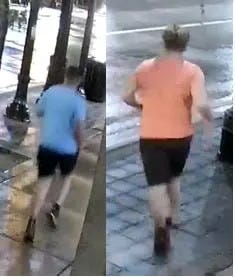 Owen Sound police released these images of two suspects leaving the scene of the alleged assault on foot.
