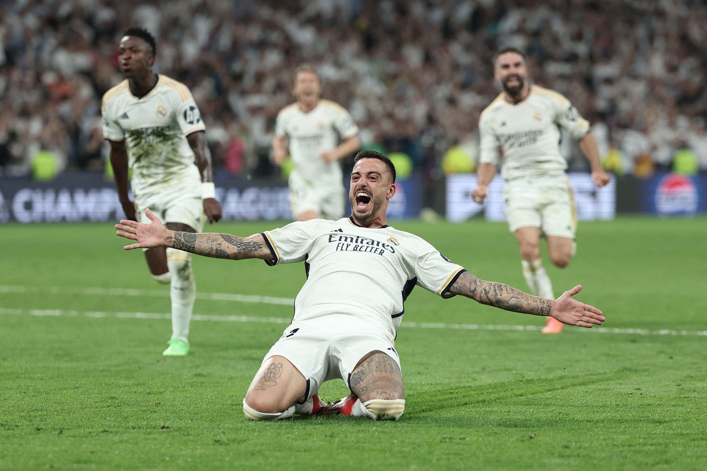 Joselu festeja el gol del triunfo ante el Bayern.