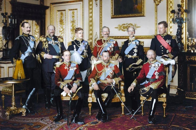 r/OldSchoolCool - The Nine Kings of Europe, a photo of nine European kings taken during a gathering at Windsor Castle for the funeral of King Edward VII in 1910 (ID in description)