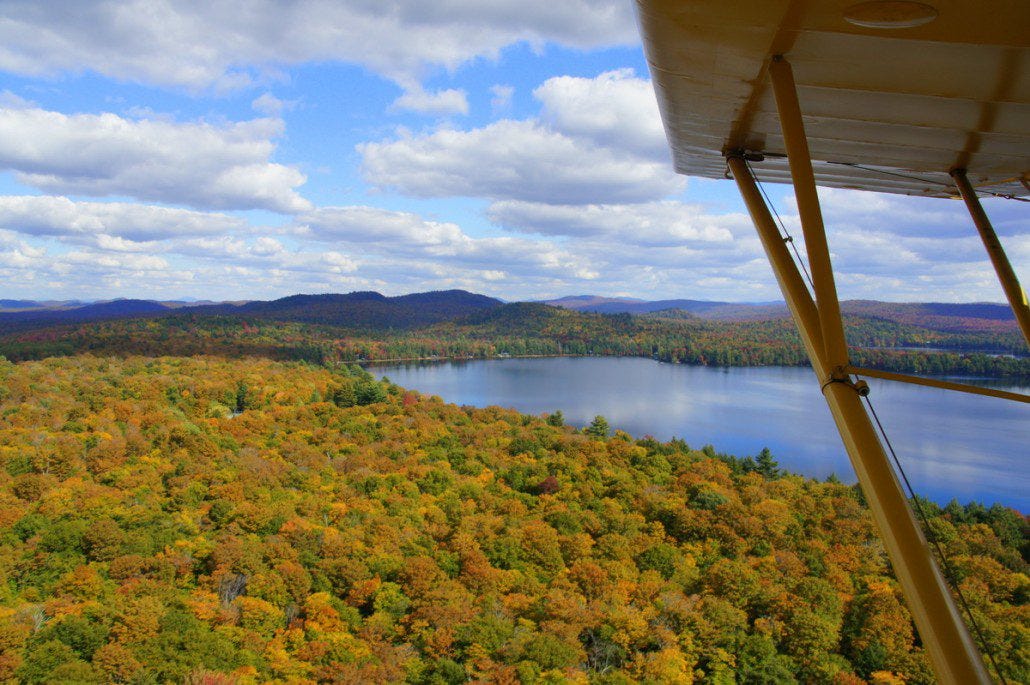 A few hundred feet over the lake.