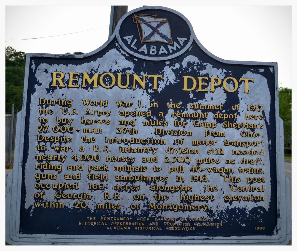 Remount Depot historical marker, Montgomery, Montgomery County, Alabama