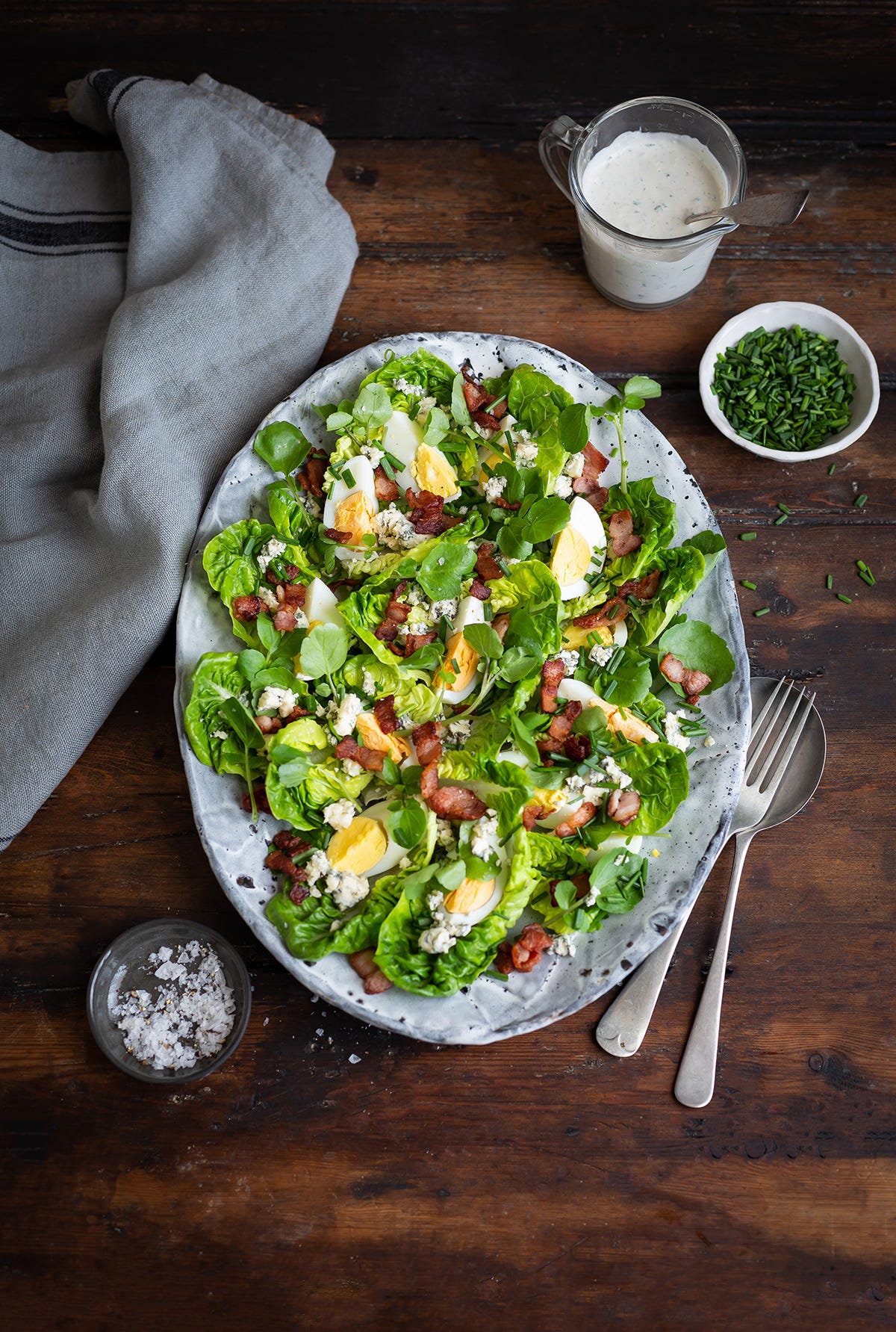 Bacon & egg salad with blue cheese recipe