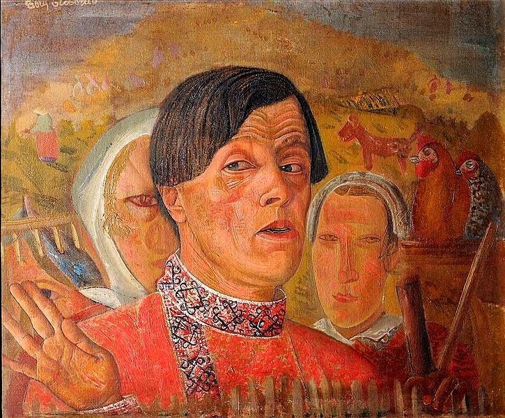 Self-Portrait with a Chicken and a Rooster, 1924 - Boris Grigoriev