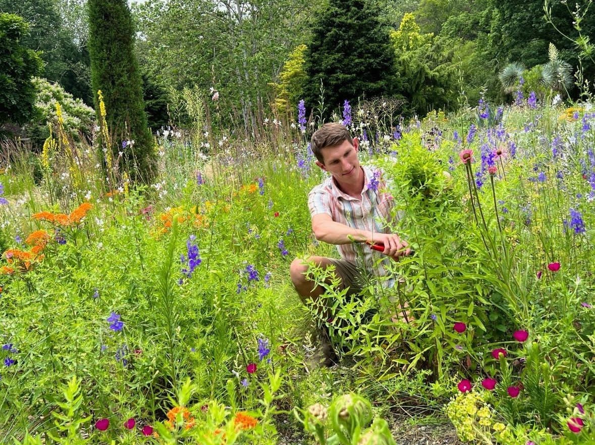 Grant Hughes working in Chanticleer’s Gravel Garden. Photo by Lisa Roper